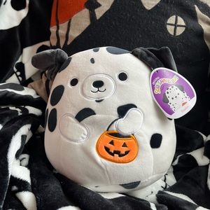 New Dustin the Dalmatian Squishmallow with Pumpkin Pail Halloween Collection